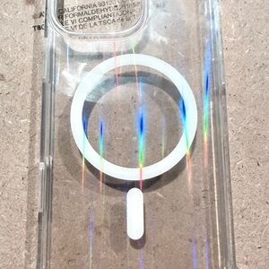 Clear Phone Case with Holographic Accents- Onn brand 16 Pro Max Case